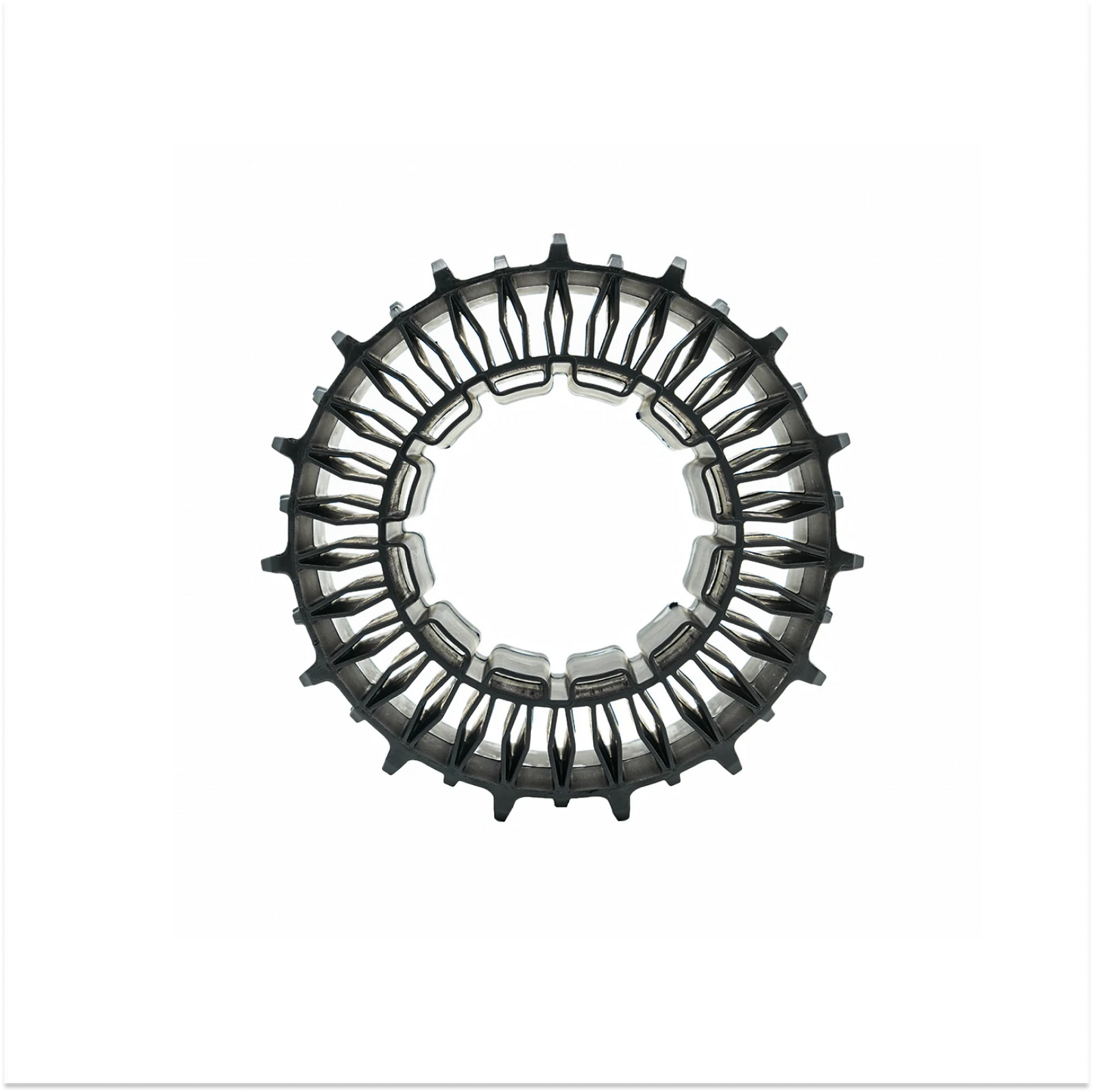 deformable pu tire with aggressive, adaptive tread for 100% slope capacity and maximum traction.