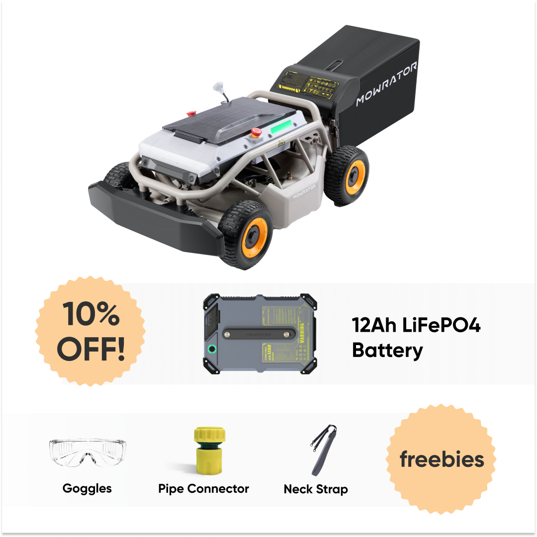 Extended Power Bundle: Mowrator S1 4WD Lawn Mower+Extra 12Ah 