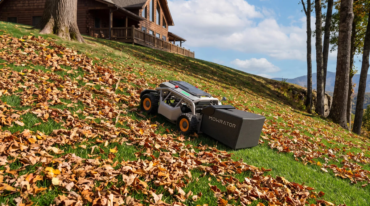 Best leaf vacuum for a large yard collecting fallen leaves on a sloped lawn with a remote mower