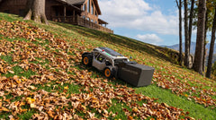 Best leaf vacuum for a large yard collecting fallen leaves on a sloped lawn with a remote mower