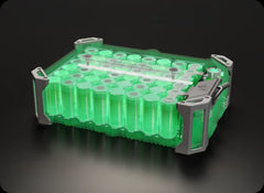 Transparent render of a Mowrator 56V LiFePO4 battery pack showing rows of cylindrical cells