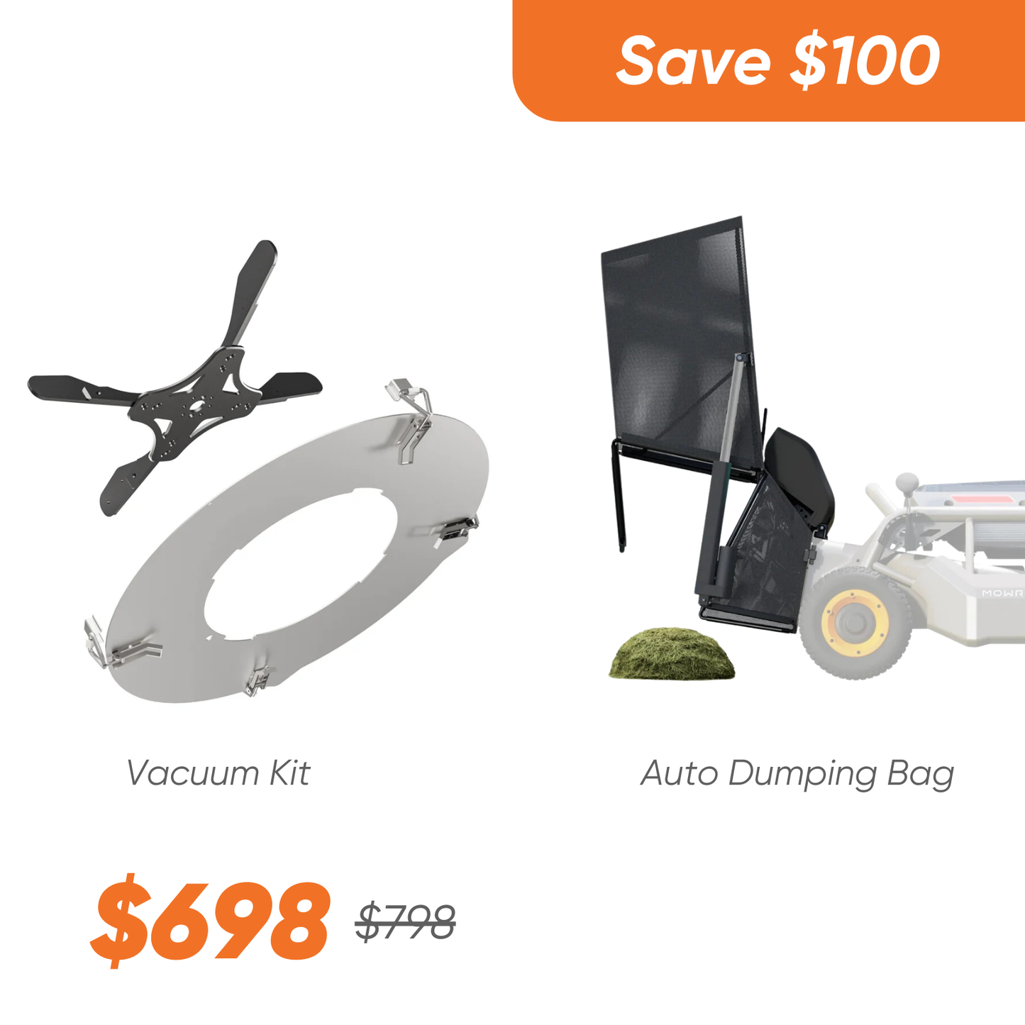 bundle: mowrator s1 vacuum kit+auto dumping bag