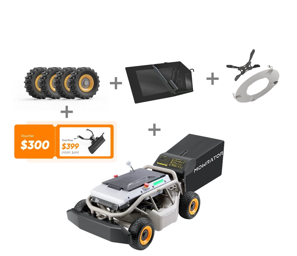 all-season bundle: 5-in-1 package with mowrator s1 4wd lawn mower