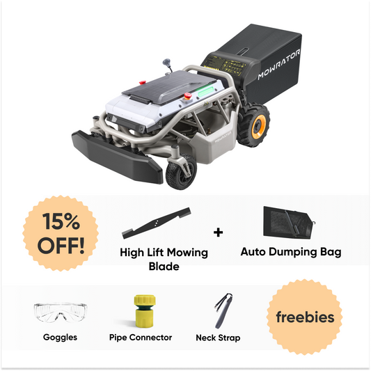 Multi-Function Bundle: Mowrator S1 2WD Lawn Mower+Auto Dumping Bag+High Lift Mowing Blade
