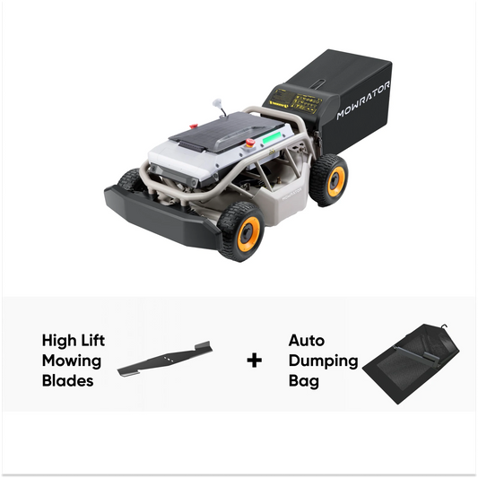 Multi-Function Bundle: Mowrator S1 4WD Lawn Mower+Auto Dumping Bag+High Lift Mowing Blade