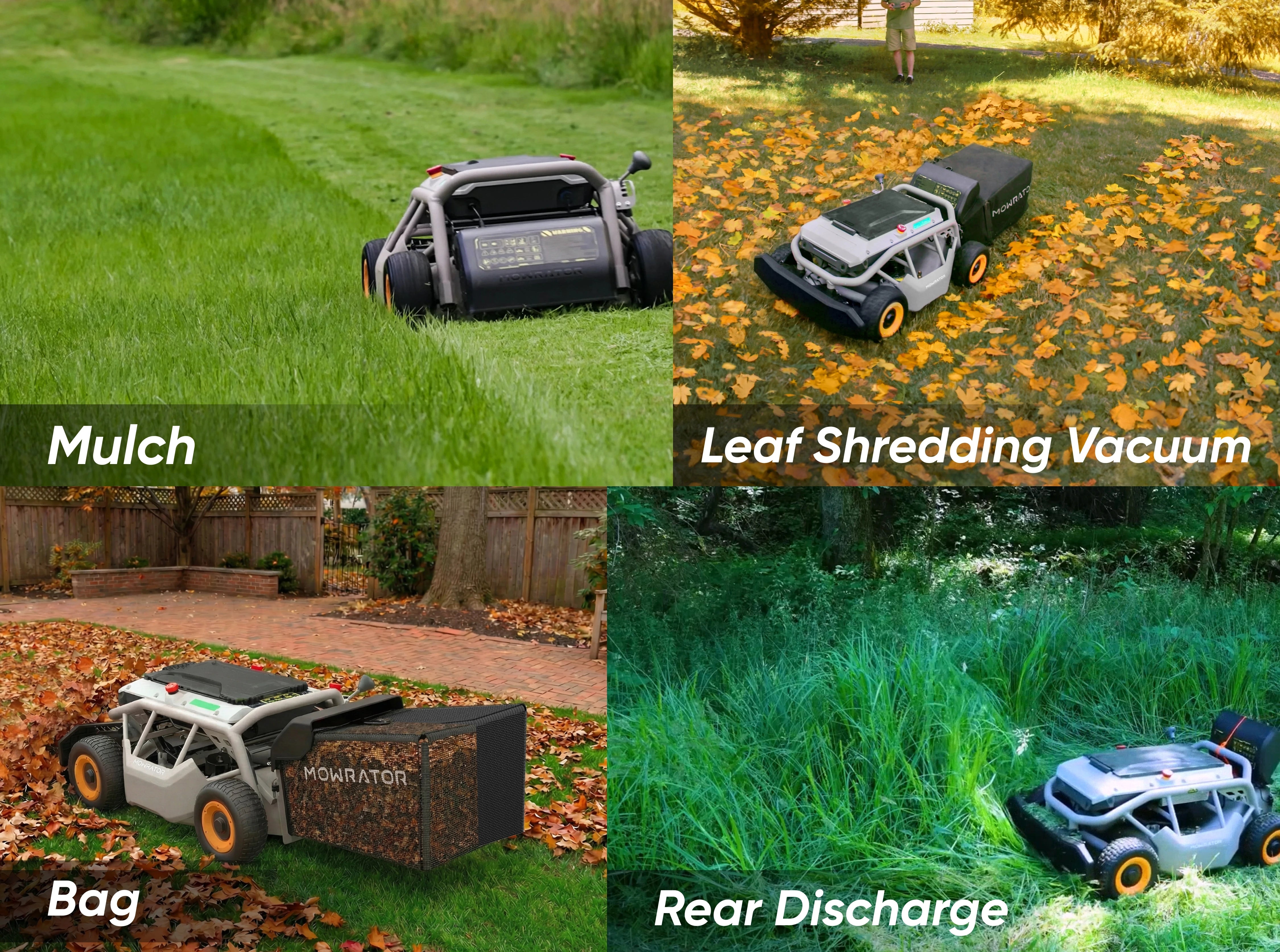 4WD Remote Lawn Mower | 85% Slope Leaf-Shred Vacuum – MOWRATOR