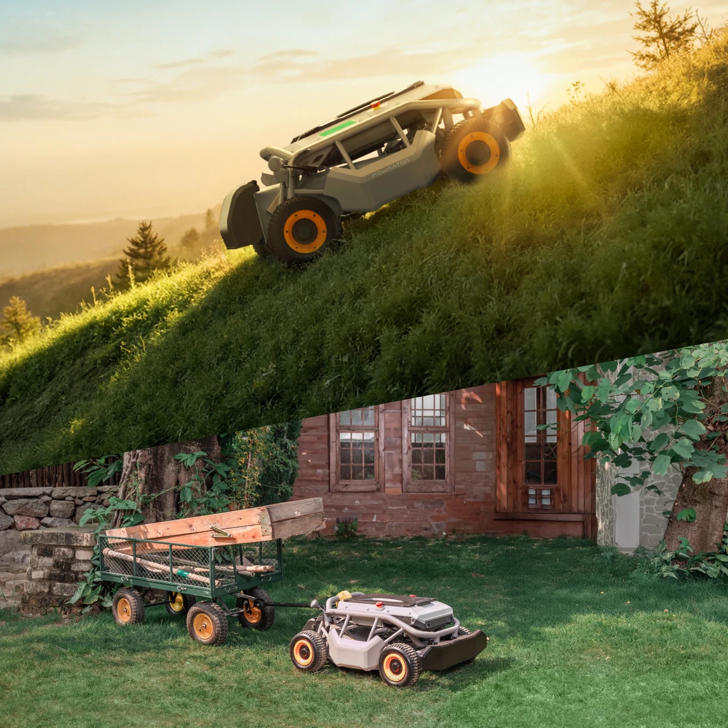 mow&tow bundle: s1 4wd 18ah lawn mower+trailer hitch kit