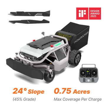 Mowrator S1 2WD remote control lawn mower for 24° slopes, leaf mulching and collection