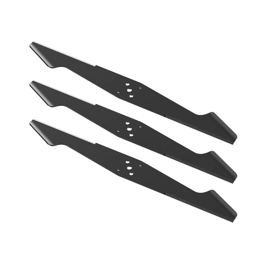 Three Mowrator 21-inch self-sharpening mowing blades, 40MnB steel, for lawn mowers.