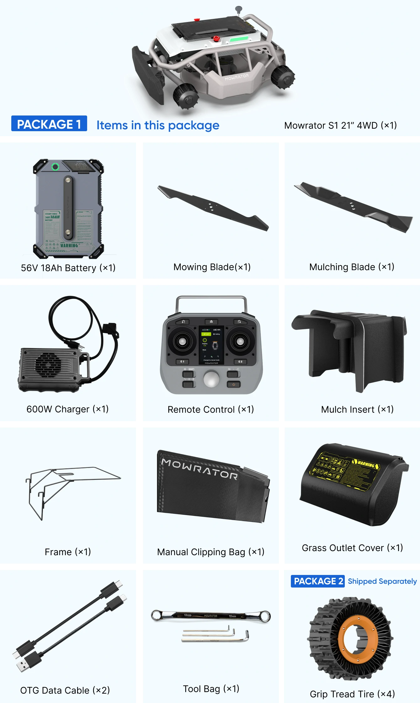 Mowrator S1 with leaf vacuum + mow-and-vacuum mode