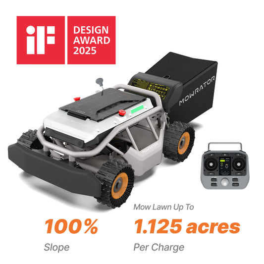 Mowrator S1 4WD 100% Slope Remote Control Lawn Mower with Leaf Shredding Vacuum (Deformable Tires Edition)