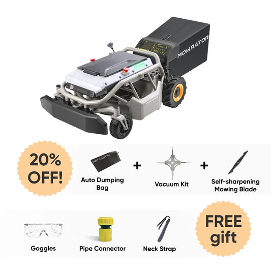Multi-Function Bundle: Mowrator S1 2WD Lawn Mower+Auto Dumping Bag+Vacuum Kit