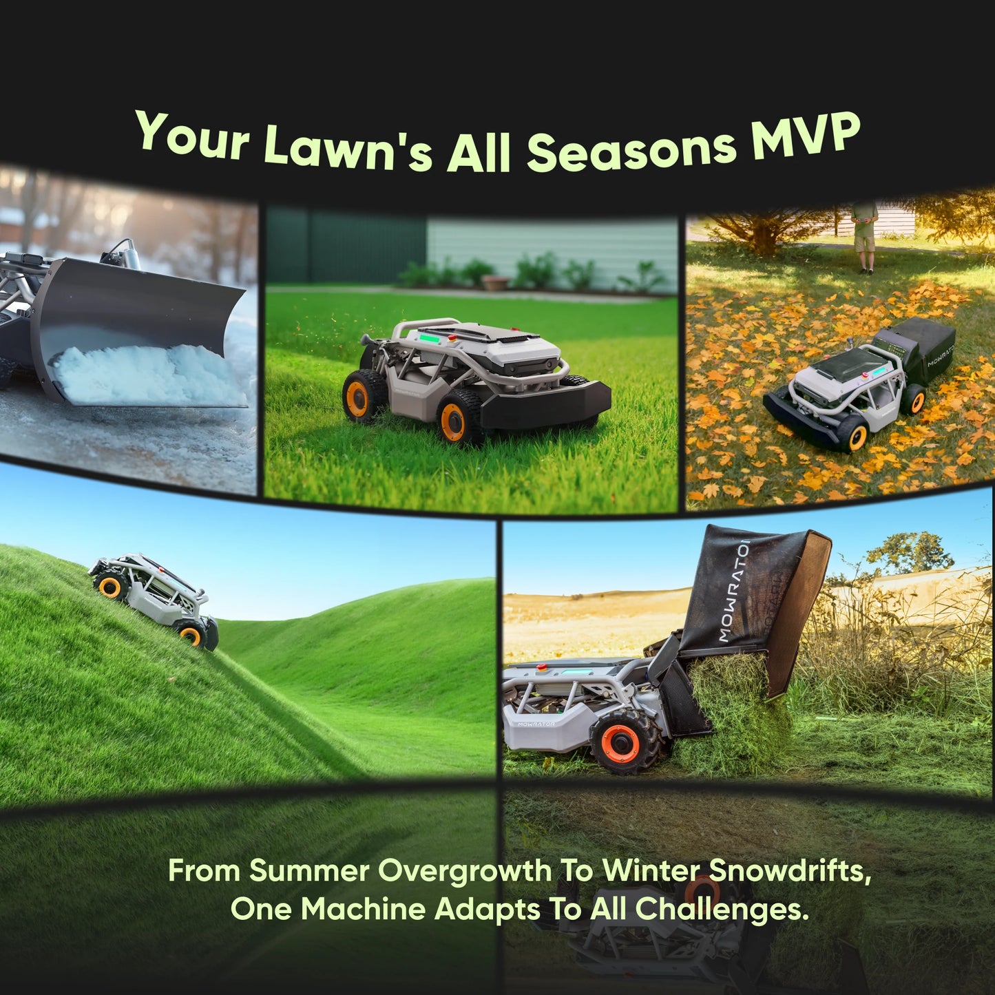 all-season bundle: 5-in-1 package with mowrator s1 4wd lawn mower