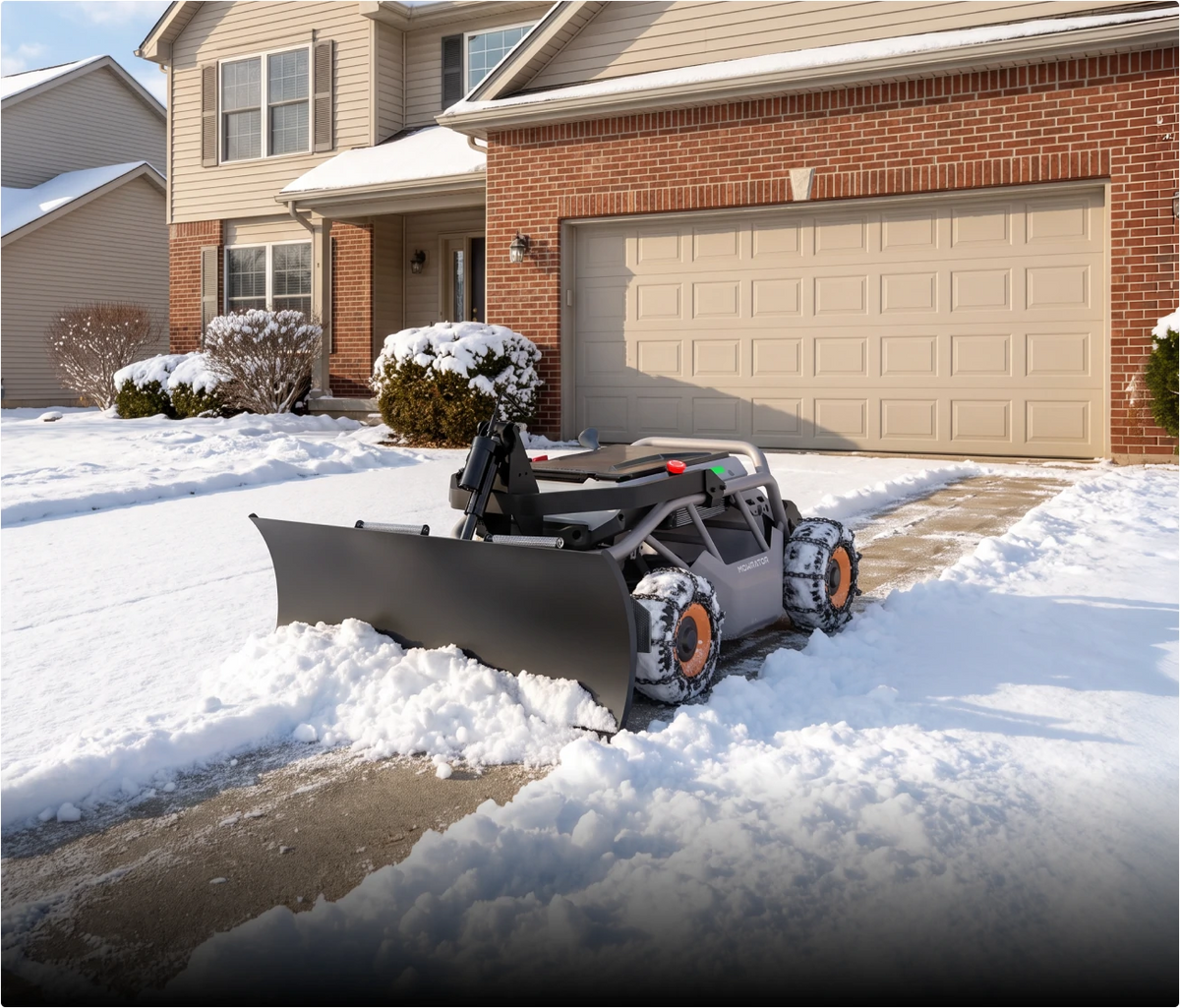 For everyday snowfall, the S1 4WD with steel tire chains clears up to 5" of fresh fluffy snow for driveway maintenance.