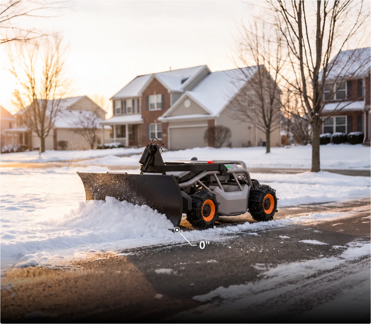 Drop it and the rubber-edged blade sits close to the pavement for a cleaner pass.&nbsp;