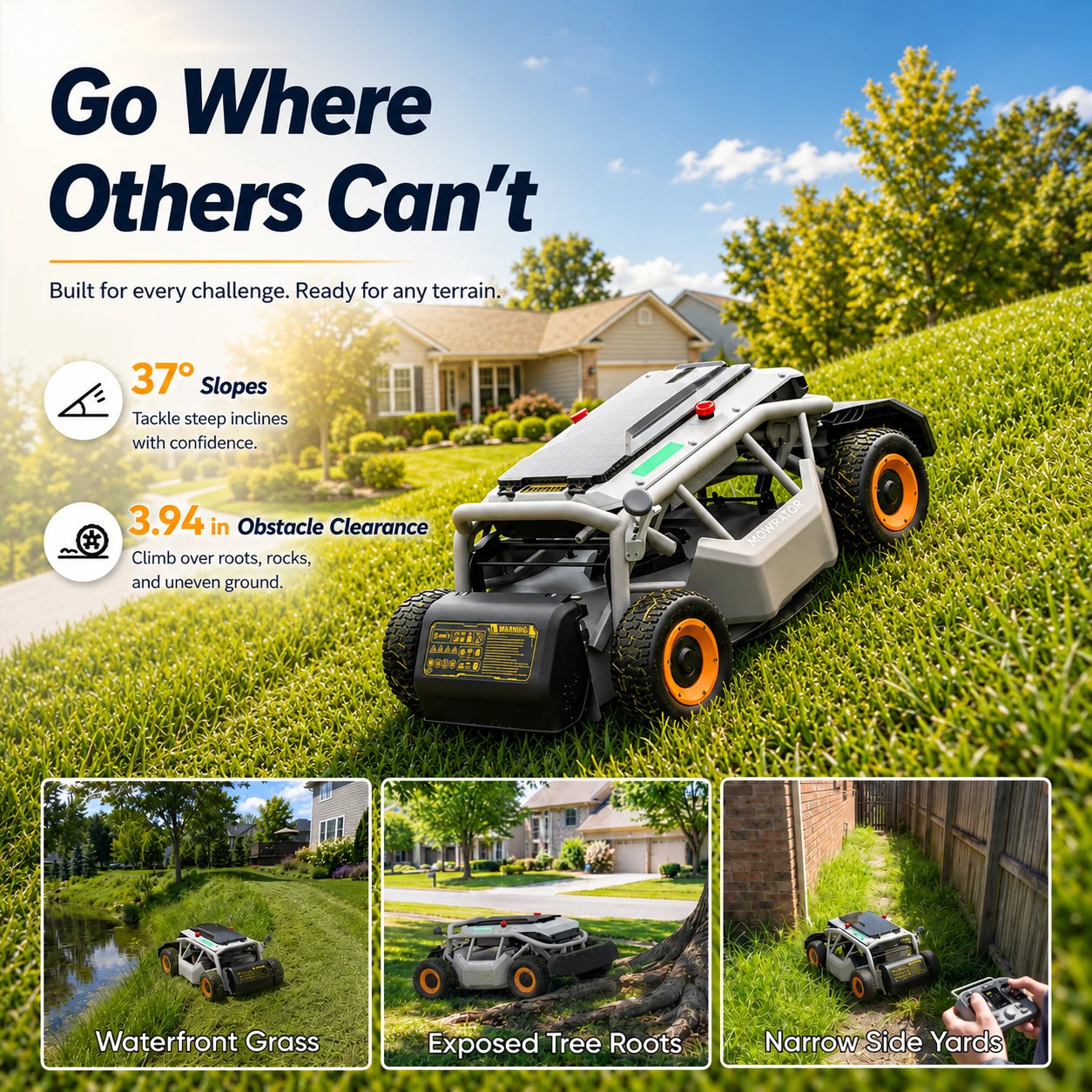 mowrator s1 21" leaf & lawn 4wd 75% slope (37°) remote control mower
